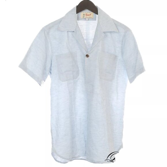 LNWOT Brasil by Thomas Farthing Sky Blue Slubby Tunic Popover M NR - Picture 1 of 7